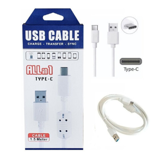 Cabo Usb Tipo C 3.0 com 1.5 Metros Branco - TY-KS-U306/ KAP-TYPE-C