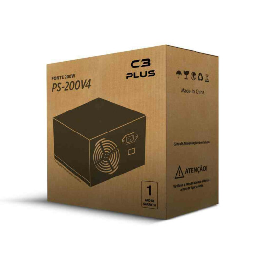 Fonte ATX 200W Bivolt sem Cabo C3Tech - PS-200V4 