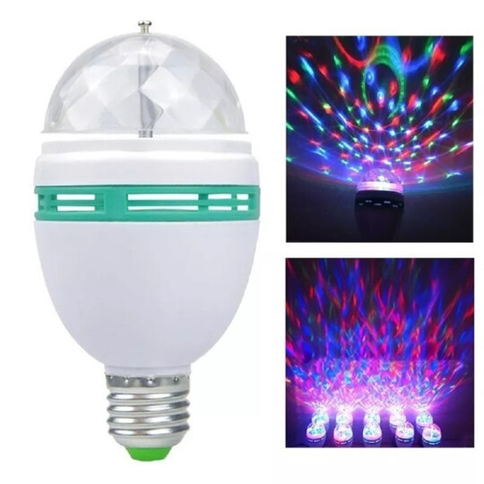 Lâmpada Giratória para Efeito Especiais de Luzes e Cores RGB 3w E27 - KA-1099