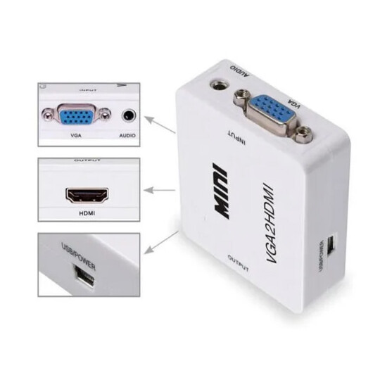 Mini Conversor VGA para HDMI Adaptador de Vídeo HD - KAP-V105