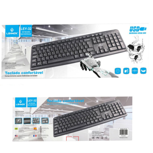 Teclado Usb Básico com Fio Padrão ABNT2 Preto - LEY-32