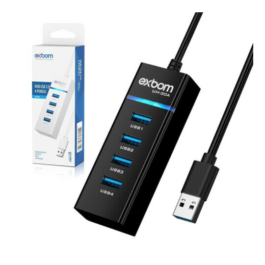CAIXA FECHADA 200 Unidades Hub Usb 3.0 com 4 Portas E LED 03780 - UH-30A