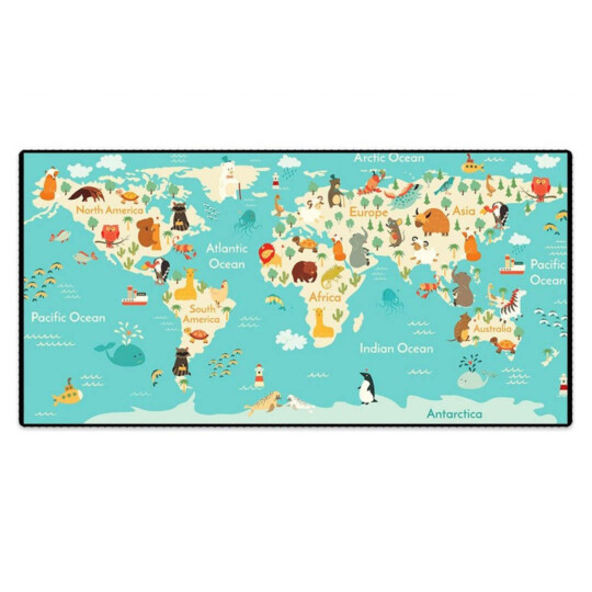 Mousepad Speed Gamer Extra Grande Mapa Mundi Animais 700x350x3mm 03855 - MP7035C35