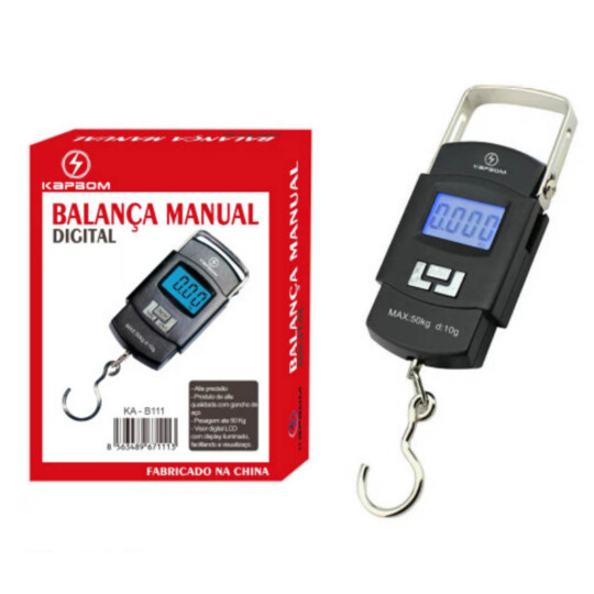 Balança Digital Manual de Bagagem 50 Kg Portátil com Gancho- KA-B111