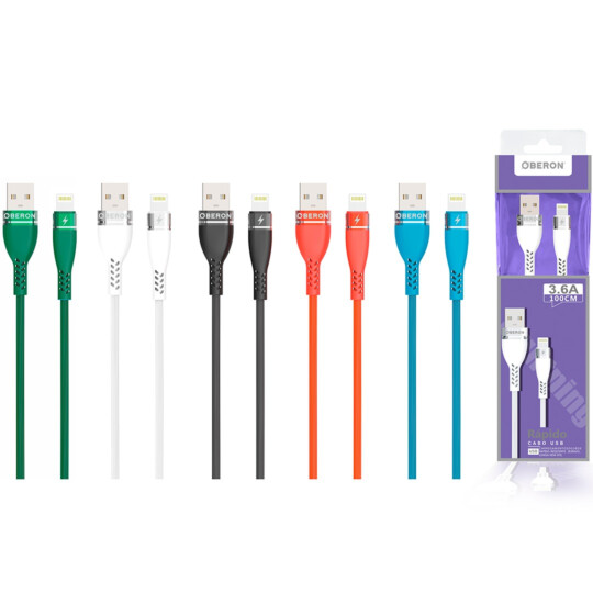 Cabo Carregador Lightning IOS x USB 2 Metros para Celular OBERON - OR-CO03/L2