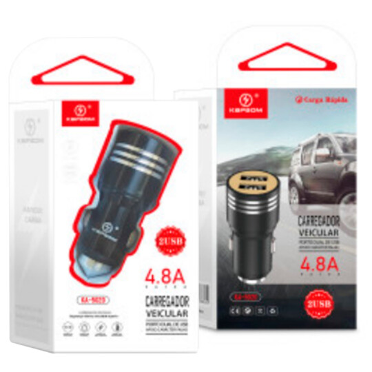 Carregador Veicular com 2 Portas USB 4.8A KAPBOM - KA-5020