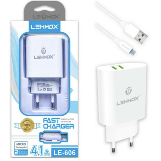 Carregador de Celular Fast Charger 4.1A e Cabo V8 Lehmox - LE-606