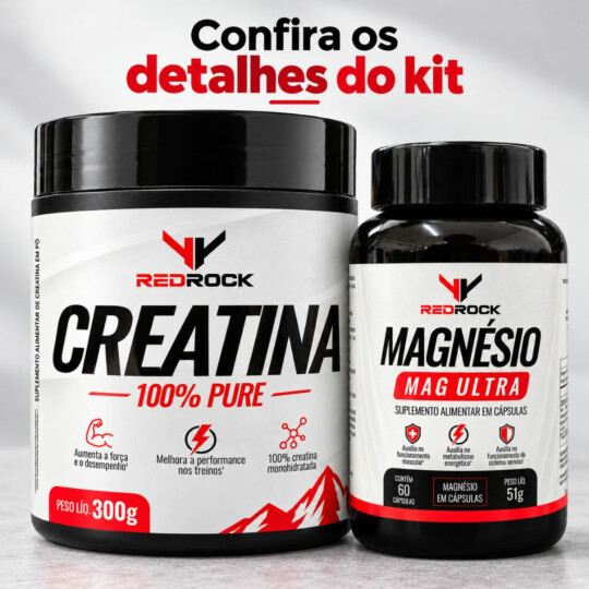 Kit de Suplementos Redrock Creatina e Magnésio Mag Ultra