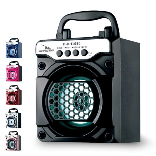 Caixa de Som Bluetooth Portátil com USB/SD GRASEP - D-BH1050