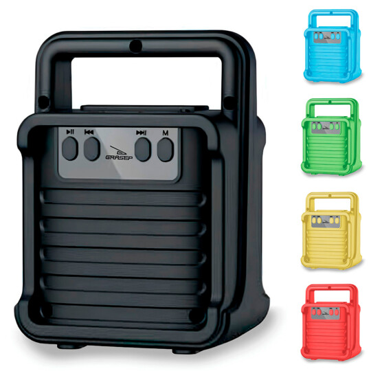 Caixa de Som Bluetooth Portátil Coloridas Rádio FM/USB GRASEP - D-S3164