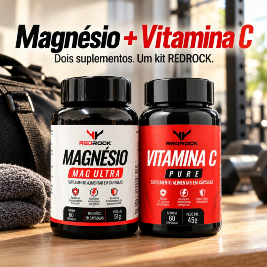 Kit Suplemento em Capsulas Redrock de Magnésio e Vitamina C