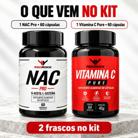 Kit Suplemento Redrock NAC + Vitamina C Kit Para Imunidade