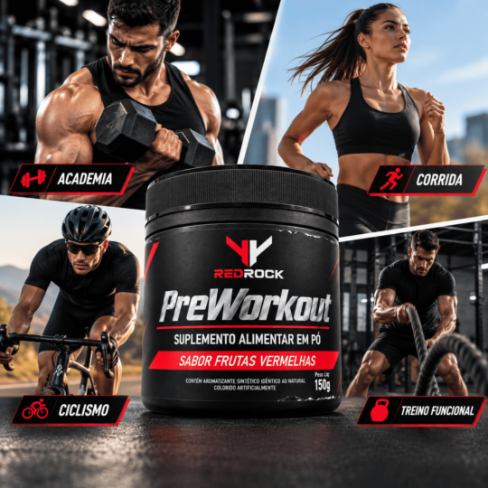 Pré Treino Red Rock 150g Cafeína Beta Alanina Taurina