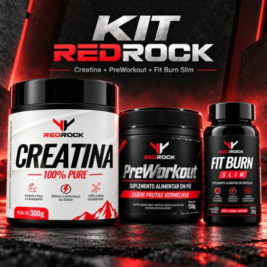 Kit Para Treino Redrock Pré-Treino + Creatina + Termogenico
