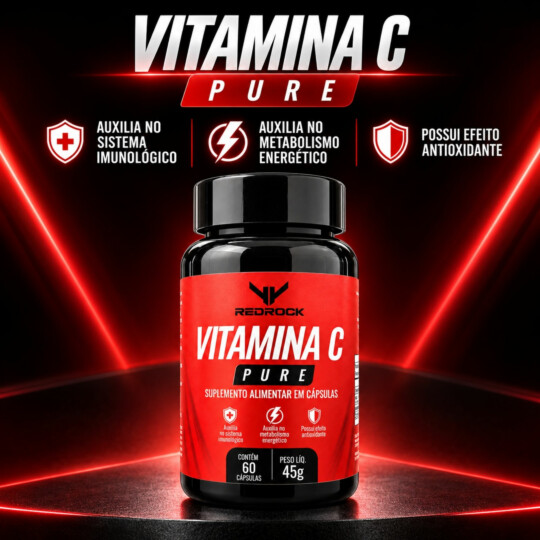 Vitamina C Pure Redrock 60 Cáp 1000mg Imunidade Antioxidante