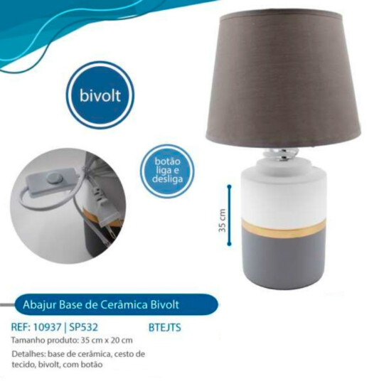 Abajur de Mesa com Base de Cerâmica Bivolt - SP532