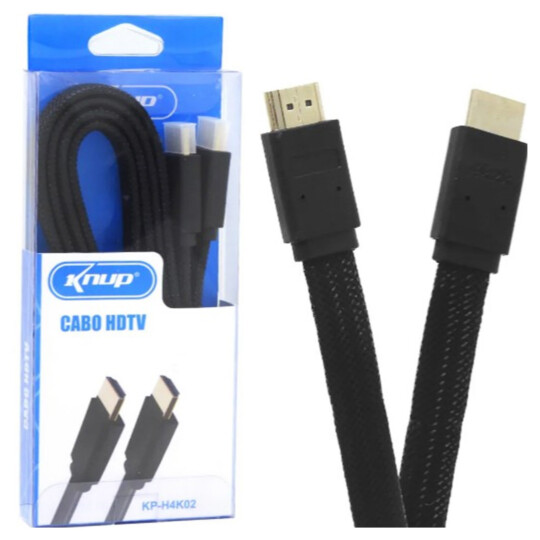 Cabo Hdmi Achatado com 3 Metros Ultra Hd Blindado Knup - KP-H4K02 3M