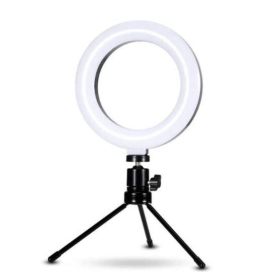 Ring Light 6 Polegadas com Tripé de Mesa Led 3 Cores USB Kapbom - KAP-G005 6''