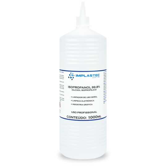 Álcool Isopropílico 99,8% para Limpeza Eletrônica 1 Litro com Bico Implastec - FR_1000ML