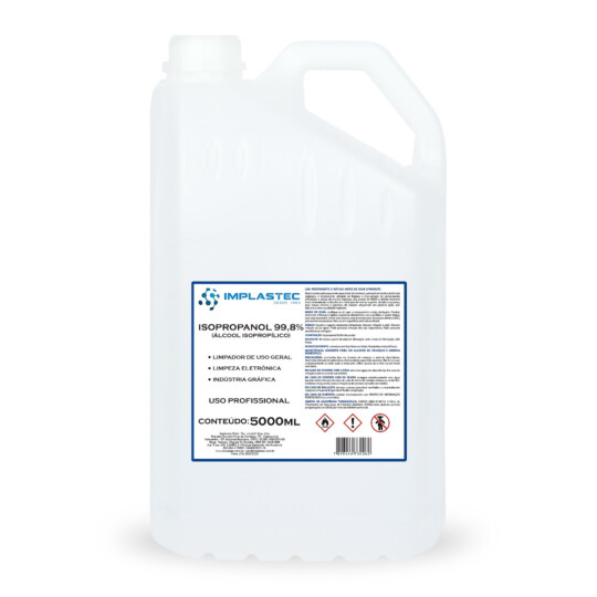 Álcool Isopropílico 99,8% Para Limpeza Eletrônica 5 Litros IMPLASTEC - FR_5000ML