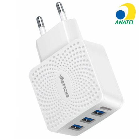 Carregador de Celular Turbo 5.1A com 3 Portas Usb e Selo Anatel VERDE- CDQ-3U-21