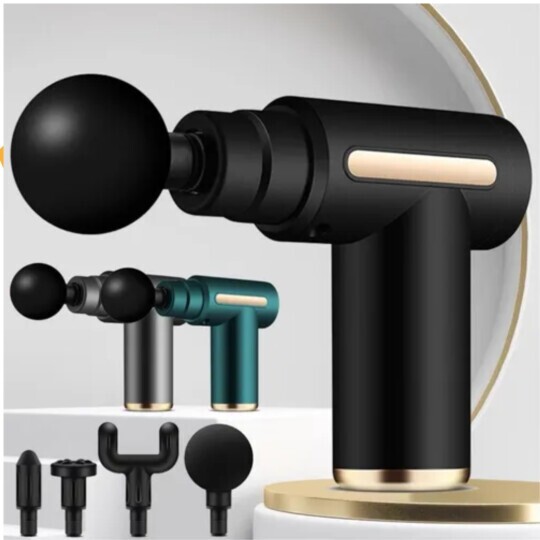 Pistola Massageadora Muscular 9W Recarregável com 4 Pontas GRASEP - D-EM12