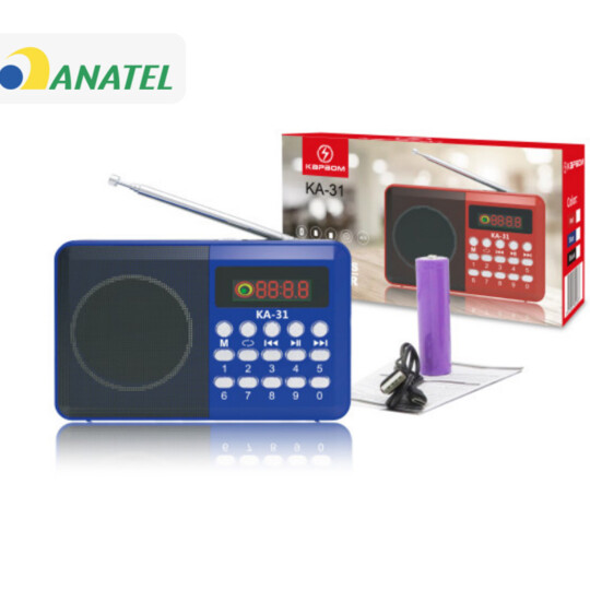 Caixa de som Bluetooth Rádio FM Portátil com Display Kapbom - KA-31