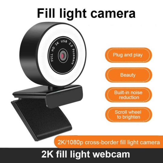 Webcam Full HD 1080P 2K com Microfone e Iluminação LED Ring Light Verde - SXT-003