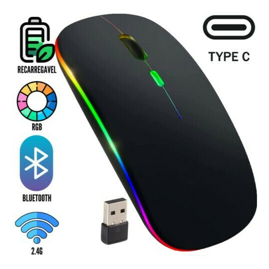 Mouse sem Fio Recarregável Bluetooth & Wireless 2.4 GHz - MS-S350L