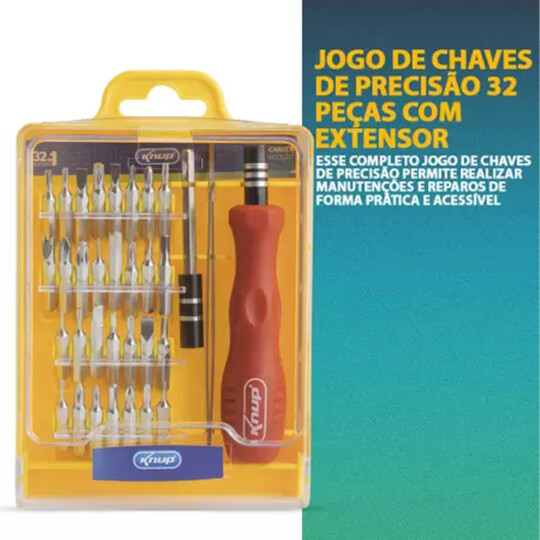 Kit Chaves de Precisão 32 em 1 para Manutenção Aço Inoxidável - KP-AA024