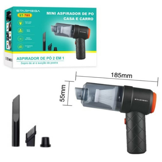 Mini Aspirador de Pó de Mão Portátil Recarregável C/ Acessórios ST-785