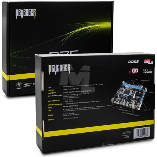 Placa Mãe Para Intel LGA1155 2x ddr3 6 Usb Vga/Hdmi - G-B75 / KP-B75