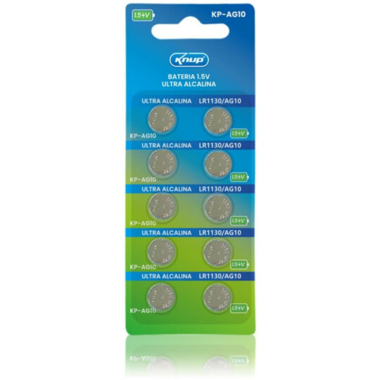 Bateria Alcalina 1.5V LR1130/AG10 Cartela com 10 unidades KNUP - KP-AG10