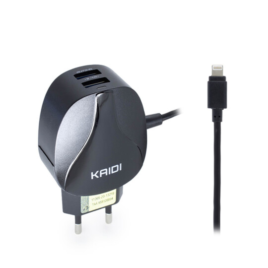 Carregador de Tomada Duplo Usb IOS Lightning Kaidi KD-81A