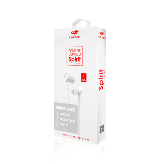 Fone de Ouvido Intra Spirit P3 3,5mm C3Tech - EP-05WH 