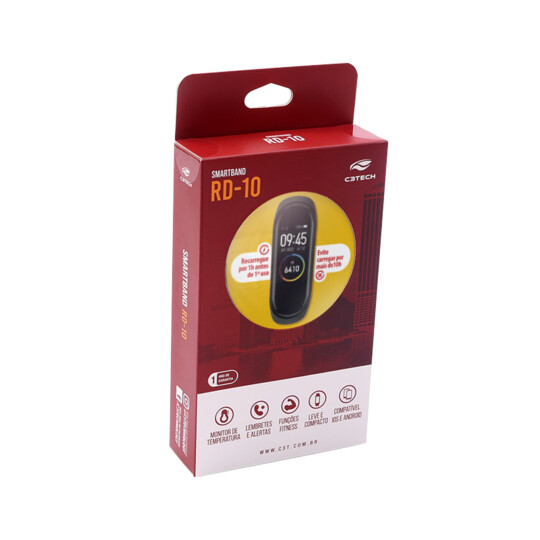 Relógio SmartWatch 5V 1A Bluetooth 4.2 C3Tech - RD-10BK 