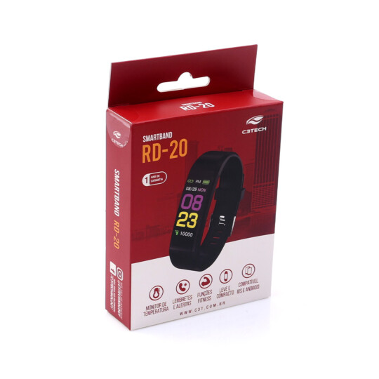 Relógio SmartWatch 5V 1A IOS Android C3Tech - RD-20BK 