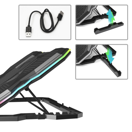 Base Gamer para Notebook 17,3 Polegadas com Led RGB C3Tech - NBC-300BK 