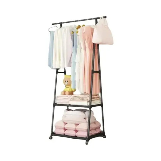 Cabideiro de Roupa Triangular Com Prateleira E Rodas Onistek - ON-SM005