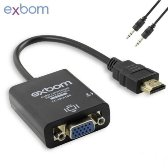 Cabo Conversor Hdmi A para VGA Fêmea com Áudio Exbom BLISTER- 01279 / CC-HVA100