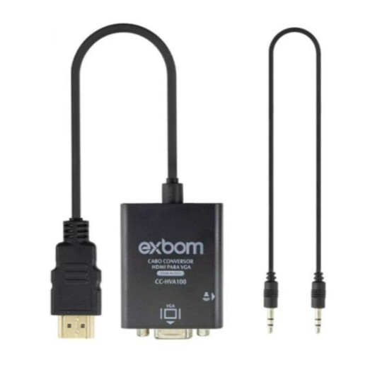 Cabo Conversor Hdmi A Para Vga Femea Com Audio Desbloqueado Cc-Hva100