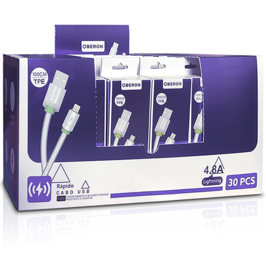 Cabo IOS Lightning x Usb 4.8A 1 Metro OBERON - OR-CO13/L1 30 UNIDADES