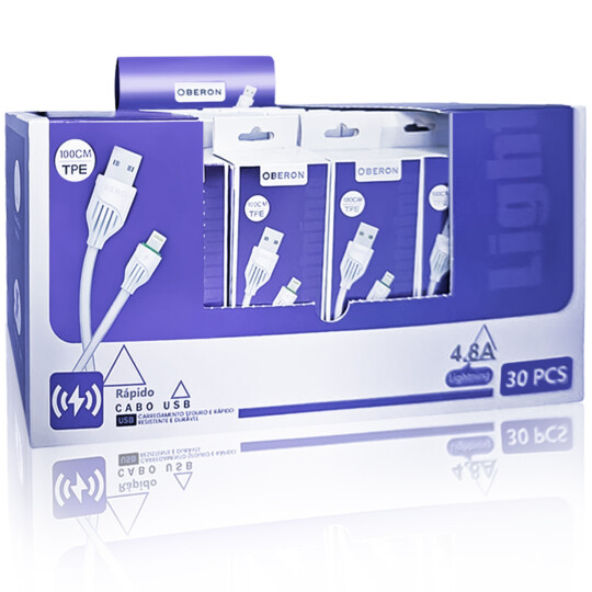 Cabo Lightning IOS x Usb Carregador 1 Metro OBERON - OR-CO15/L1 30 UNIDADES