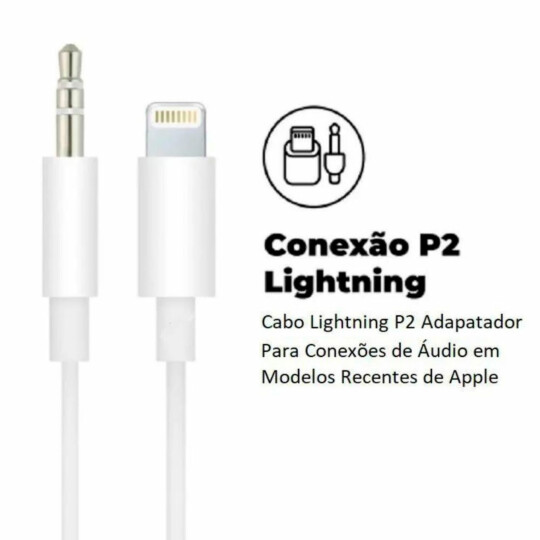 Cabo P2 Auxiliar para Iphone Lightning 1 Metro OBERON - OR-CC04
