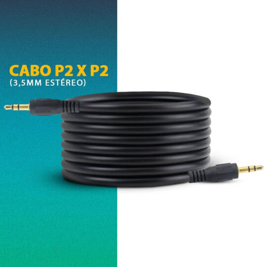 Cabo P2 X P2 Auxiliar com 1.5 Metros Preto GRASEP - D-P2 1.5M