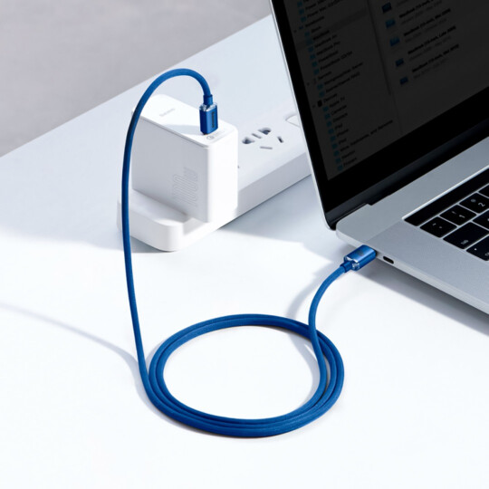 Cabo Tipo C Para Tipo C 100W 1.2M Crystal Shine Fast Charging Azul BASEUS - CAJY000603