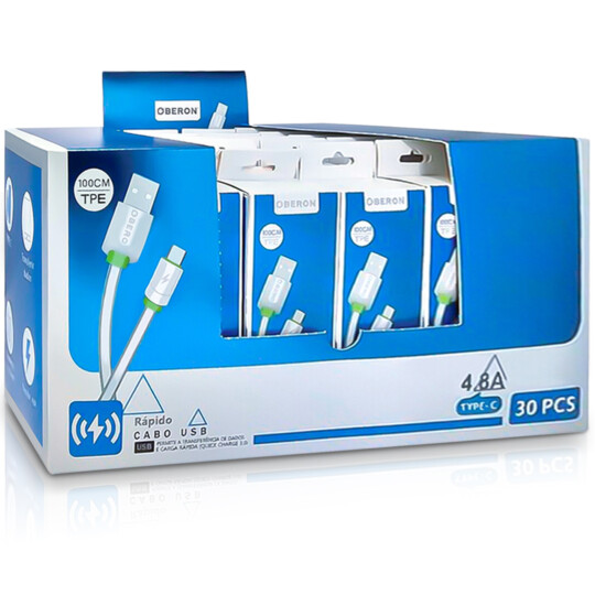 Cabo Tipo C Usb 3.6A com 1 Metro OBERON - OR-CO13/C1 30 UNIDADES