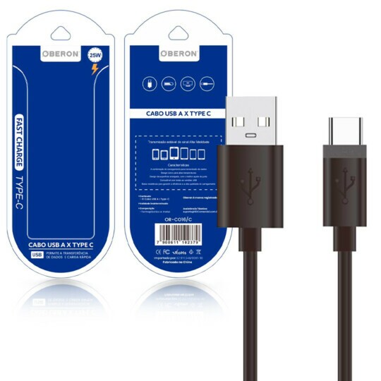 Cabo Type-C x USB 1 Metro 3.6A OBERON - OR-CO16/C