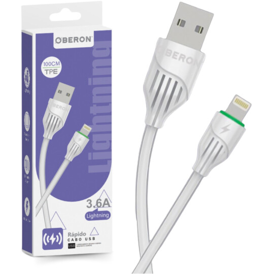 Cabo USB Lightning IOS Carregador 1 Metro OBERON - OR-CO15/L1