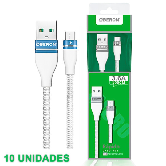Cabo V8 x Usb 1 Metro para Celular OBERON - OR-CO02/M1 10 UNIDADES